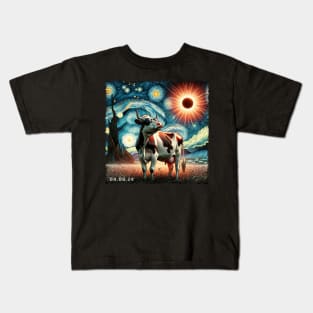 Cow Eclipse Expedition: Stylish Tee Featuring Serene Bovine Companions Kids T-Shirt